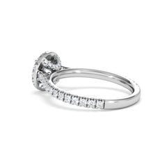 Reina GIA Diamond Halo Engagement Ring in 18K White Gold 1.40ct G/SI2