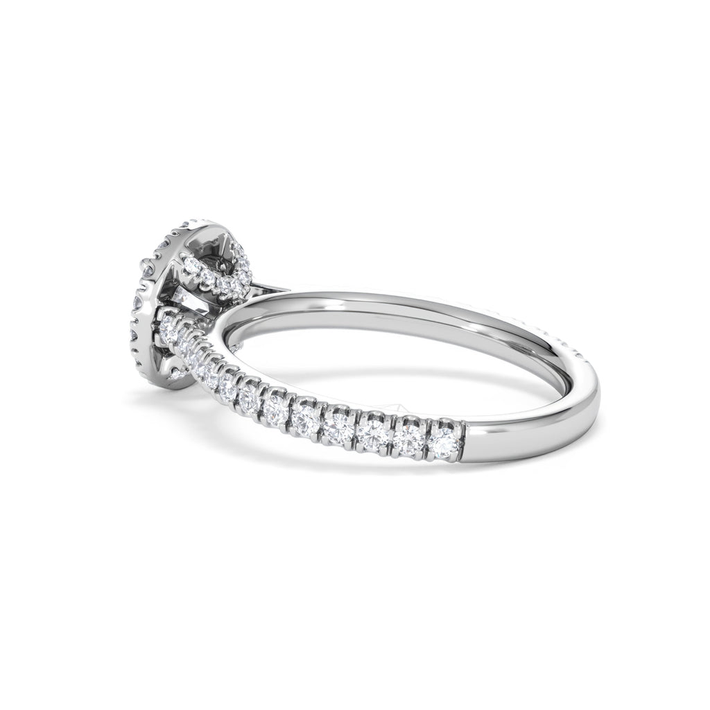 Reina GIA Diamond Halo Engagement Ring in 18K White Gold 1.40ct G/SI2
