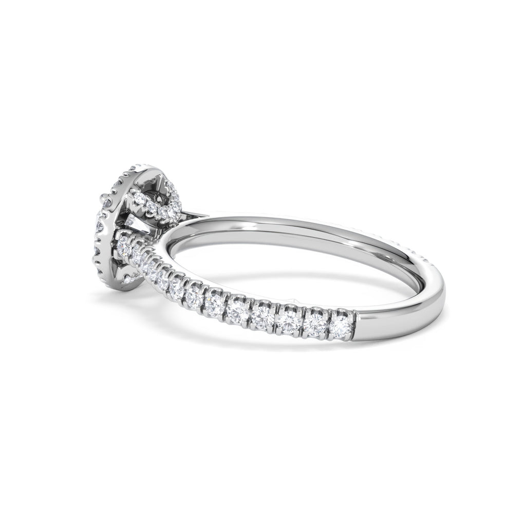 Reina GIA Diamond Halo Engagement Ring in 18K White Gold 1.40ct G/SI2