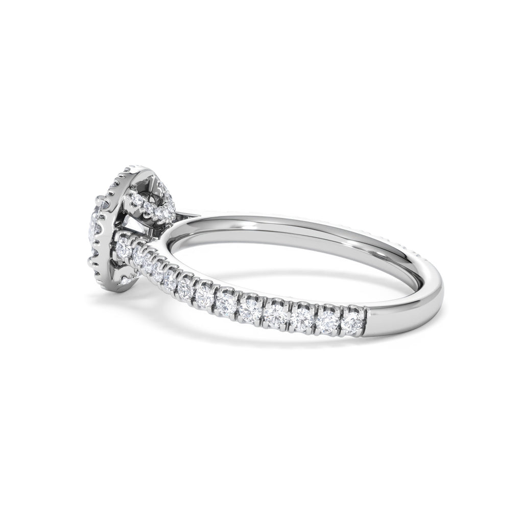 Reina GIA Diamond Halo Engagement Ring in Platinum 1.40ct G/SI2