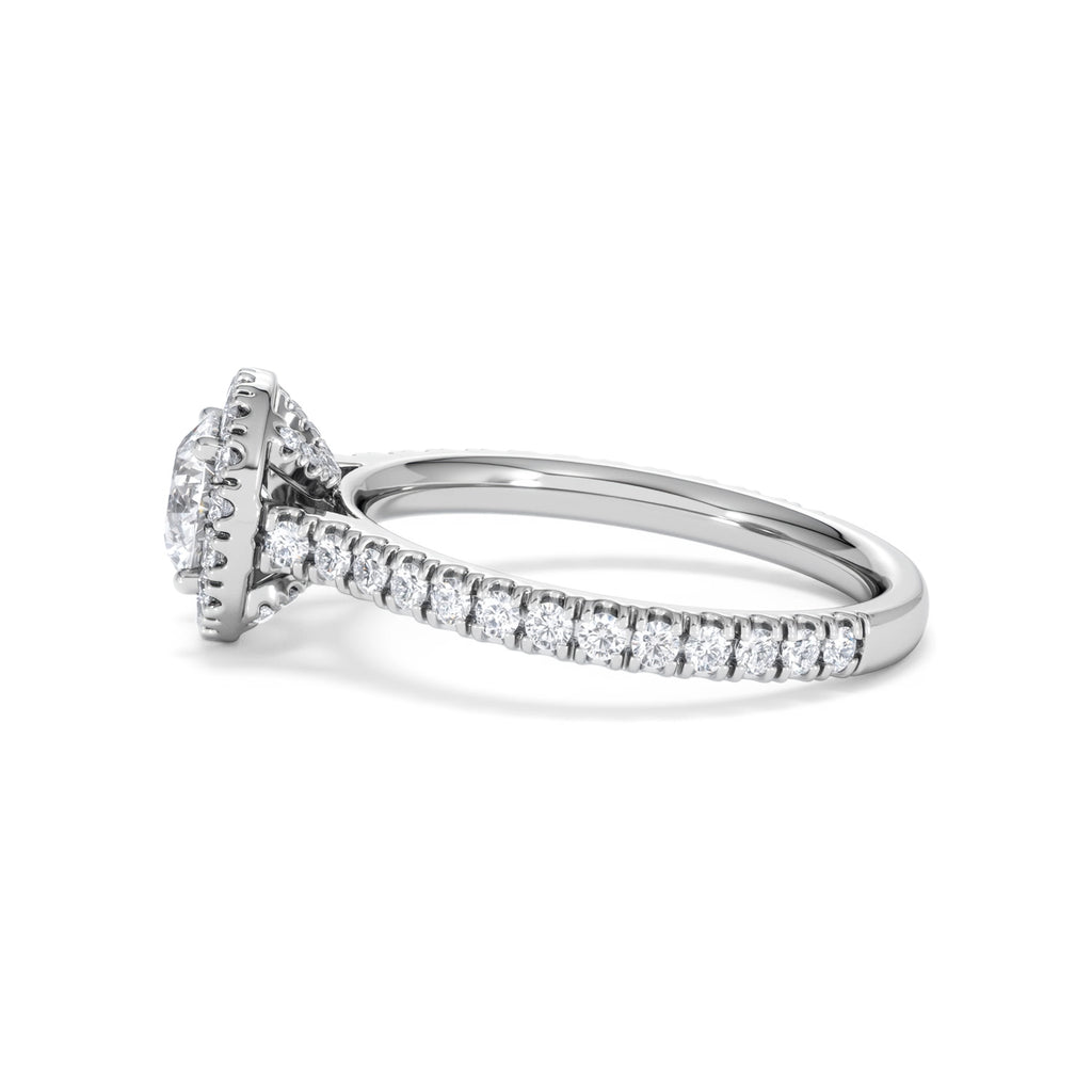 Reina GIA Diamond Halo Engagement Ring in 18K White Gold 1.40ct G/SI2