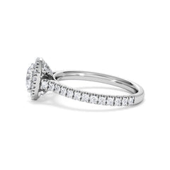 Reina GIA Diamond Halo Engagement Ring in 18K White Gold 1.40ct G/SI2