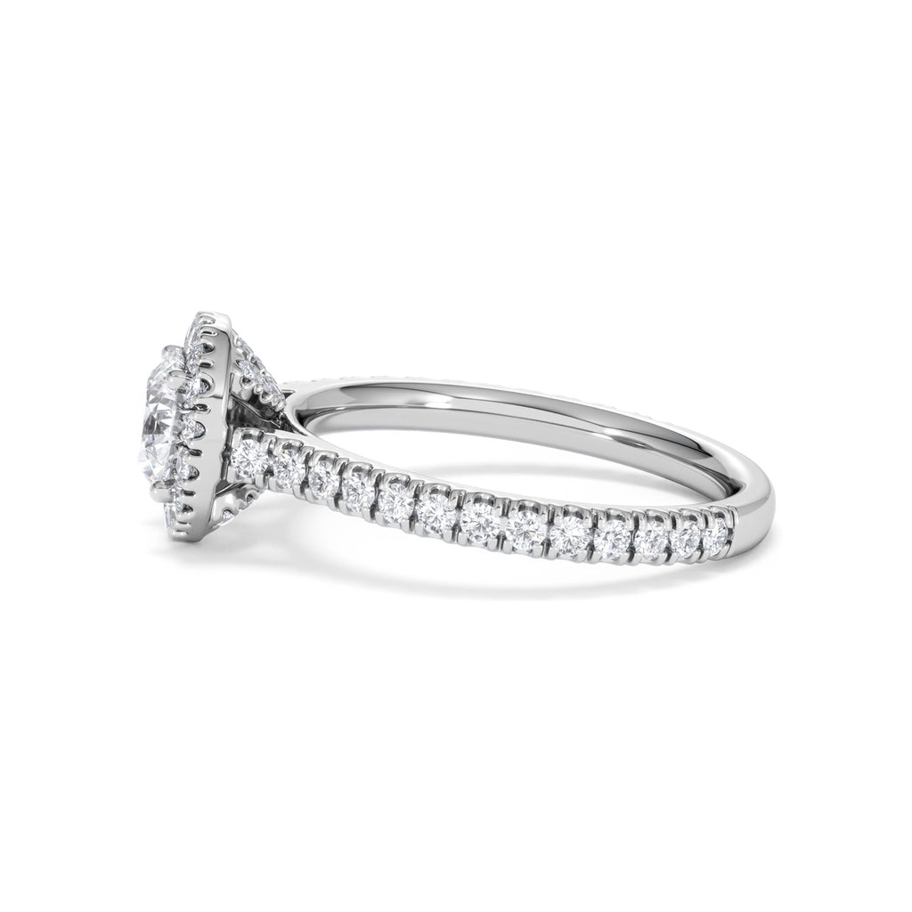 Reina GIA Diamond Halo Engagement Ring in 18K White Gold 1.40ct G/SI2