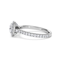 Reina GIA Diamond Halo Engagement Ring in 18K White Gold 1.40ct G/SI2