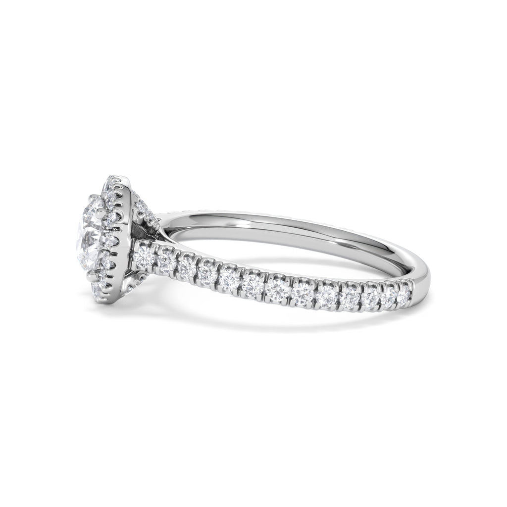 Reina GIA Diamond Halo Engagement Ring in 18K White Gold 1.40ct G/SI2