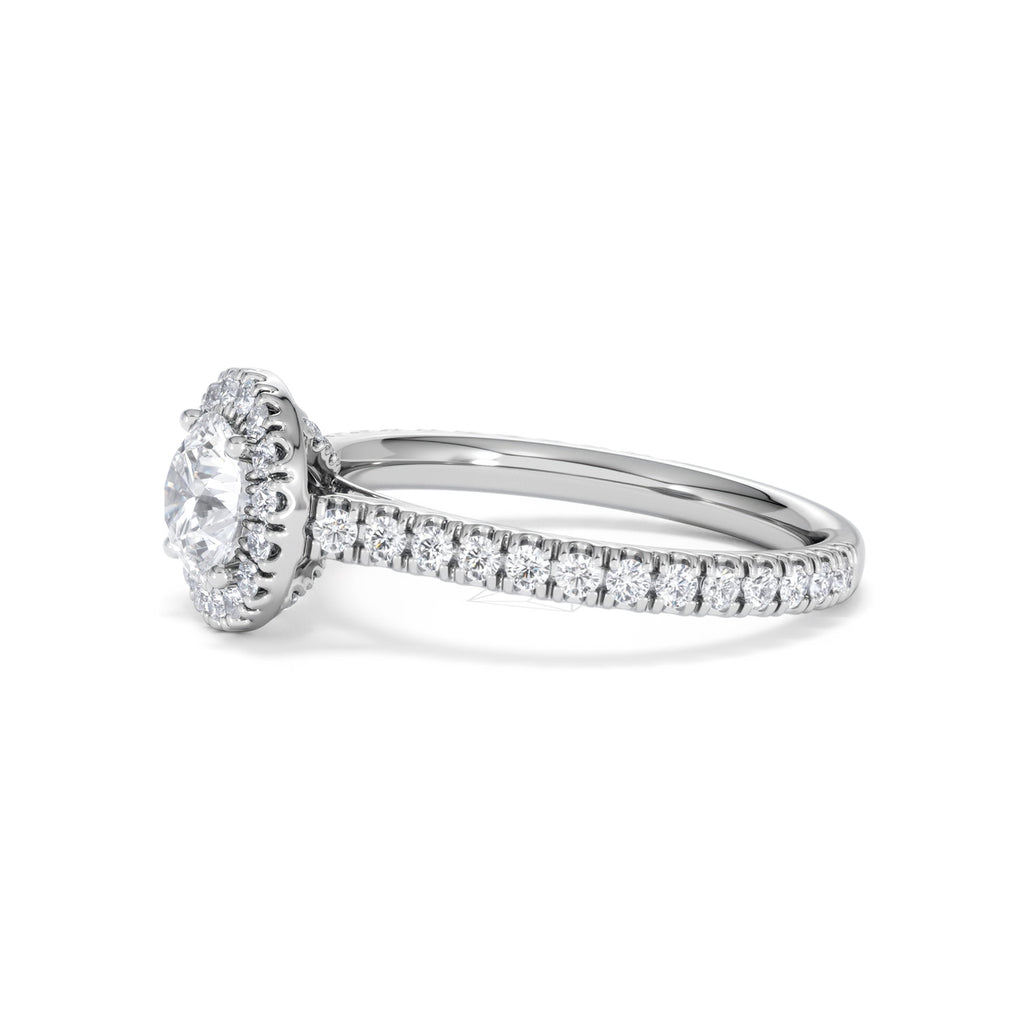 Reina GIA Diamond Halo Engagement Ring in 18K White Gold 1.40ct G/SI2