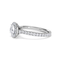 Reina GIA Diamond Halo Engagement Ring in 18K White Gold 1.40ct G/SI2