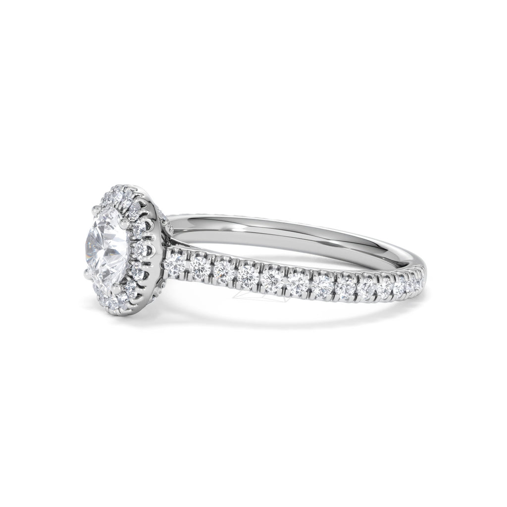 Reina GIA Diamond Halo Engagement Ring in 18K White Gold 1.40ct G/SI2