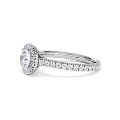 Reina GIA Diamond Halo Engagement Ring in 18K White Gold 1.40ct G/SI2