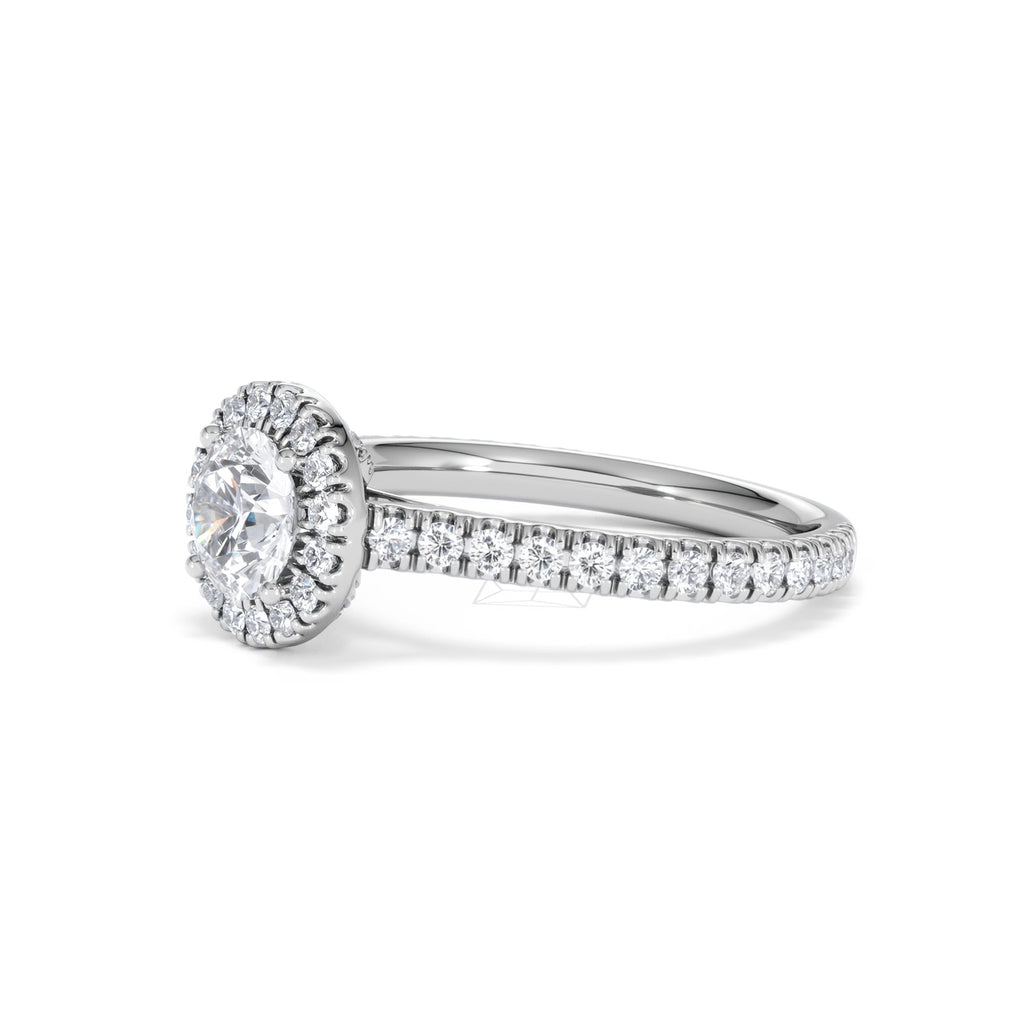 Reina GIA Diamond Halo Engagement Ring in Platinum 1.40ct G/SI2