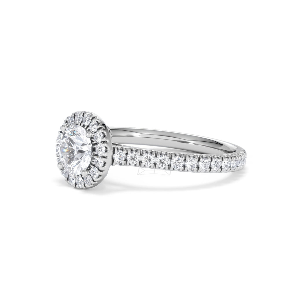 Reina GIA Diamond Halo Engagement Ring in 18K White Gold 1.40ct G/SI2