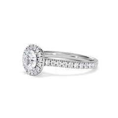 Reina GIA Diamond Halo Engagement Ring in 18K White Gold 1.40ct G/SI2