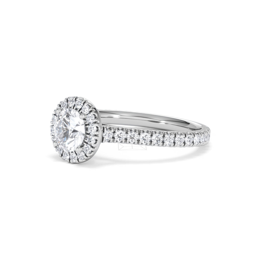 Reina GIA Diamond Halo Engagement Ring in 18K White Gold 1.40ct G/SI2