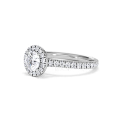 Reina GIA Diamond Halo Engagement Ring in 18K White Gold 1.40ct G/SI2