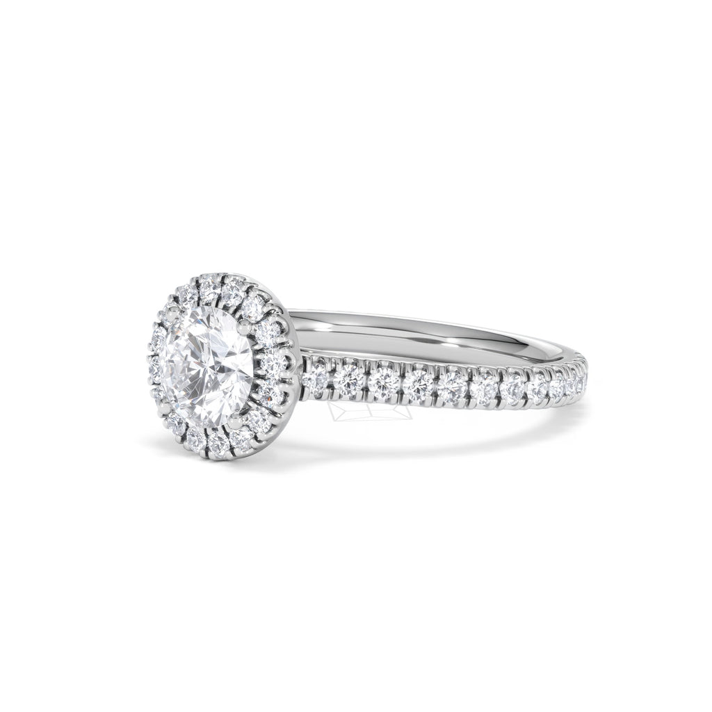 Reina GIA Diamond Halo Engagement Ring in 18K White Gold 1.40ct G/SI2