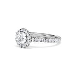 Reina GIA Diamond Halo Engagement Ring in 18K White Gold 1.40ct G/SI2