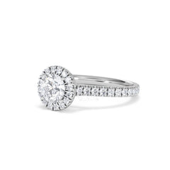 Reina GIA Diamond Halo Engagement Ring in 18K White Gold 1.40ct G/SI2
