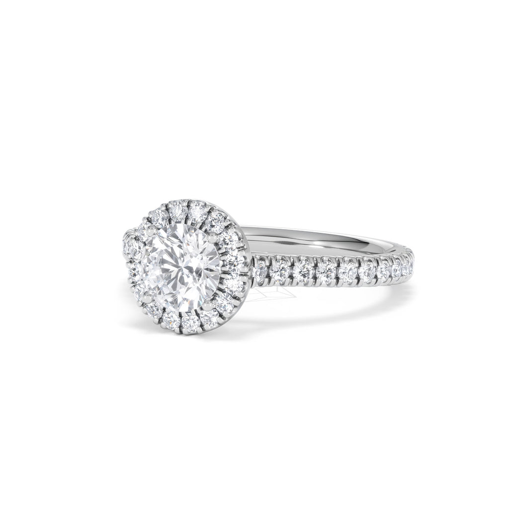 Reina GIA Diamond Halo Engagement Ring in 18K White Gold 1.40ct G/SI2