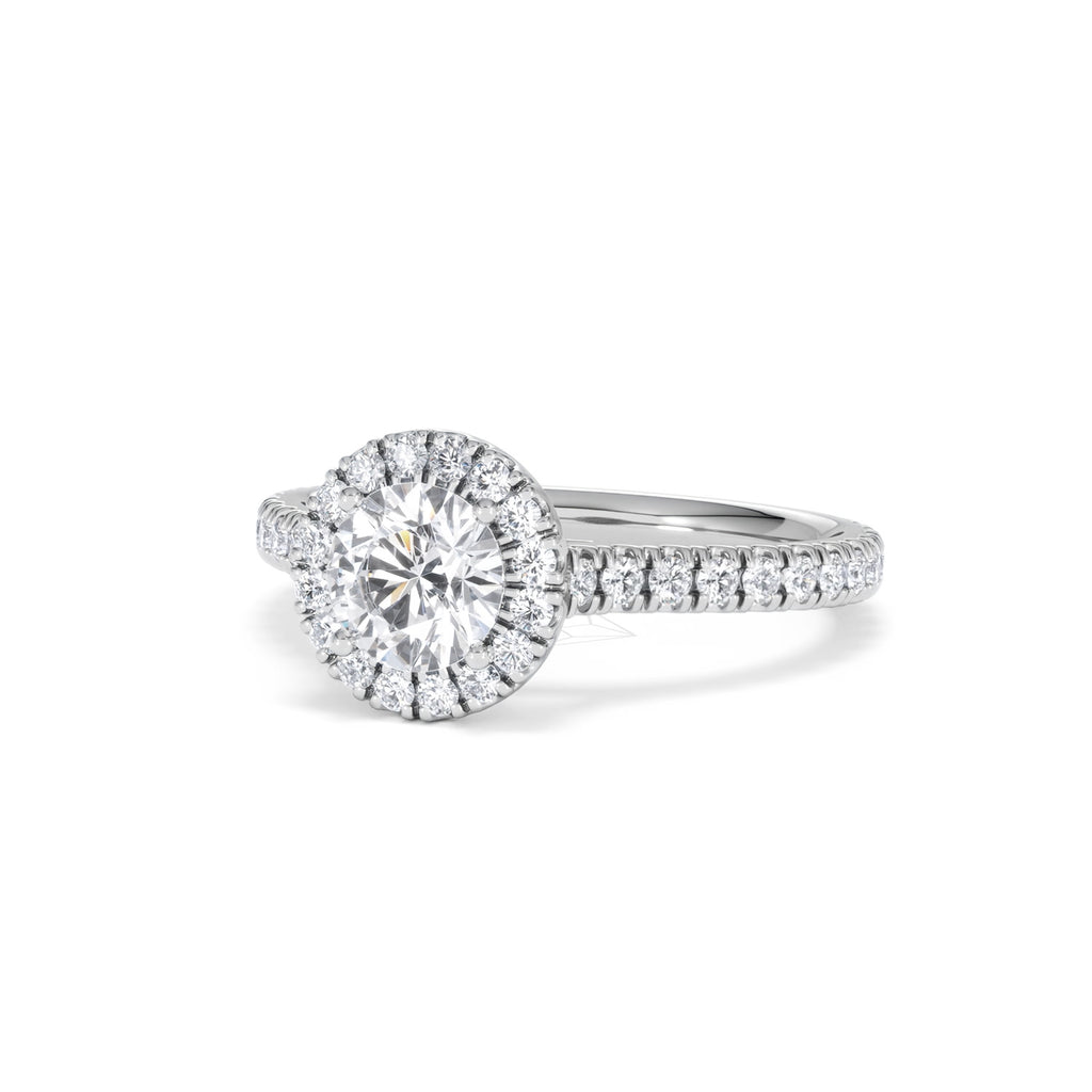 Reina GIA Diamond Halo Engagement Ring in 18K White Gold 1.40ct G/SI2