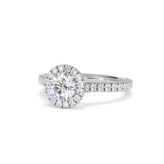 Reina GIA Diamond Halo Engagement Ring in 18K White Gold 1.40ct G/SI2