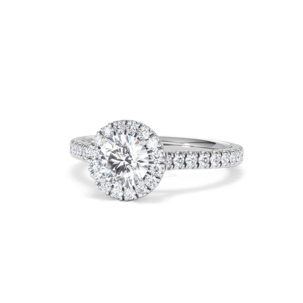 Reina GIA Diamond Halo Engagement Ring in 18K White Gold 1.40ct G/SI2