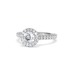 Reina GIA Diamond Halo Engagement Ring in 18K White Gold 1.40ct G/SI2