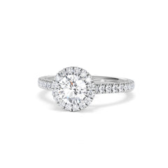 Reina GIA Diamond Halo Engagement Ring in 18K White Gold 1.40ct G/SI2