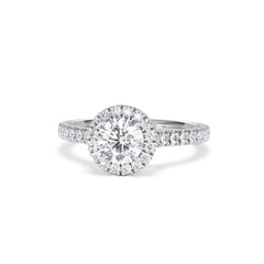 Reina GIA Diamond Halo Engagement Ring in 18K White Gold 1.40ct G/SI2