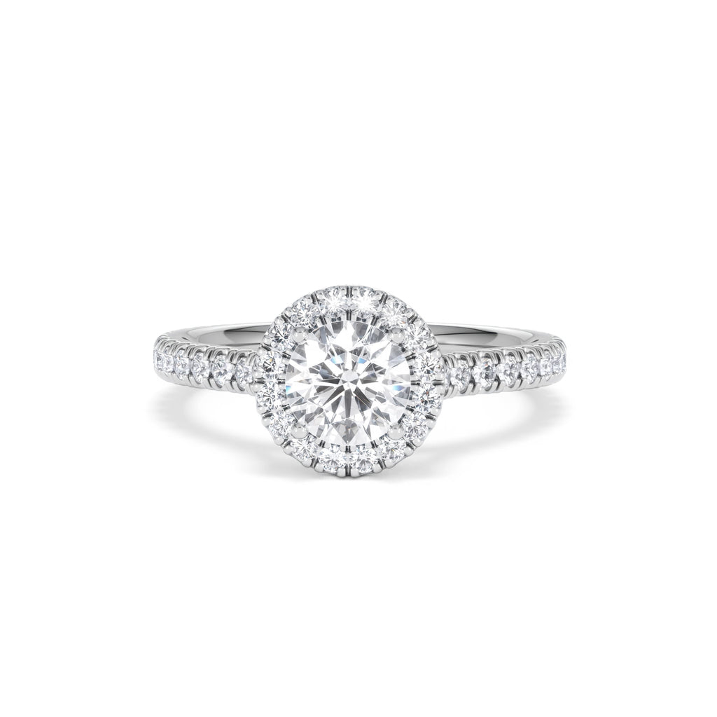 Reina GIA Diamond Halo Engagement Ring in 18K White Gold 1.40ct G/SI2