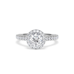 Reina GIA Diamond Halo Engagement Ring in 18K White Gold 1.40ct G/SI2