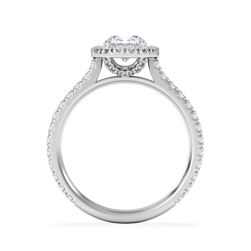Reina GIA Diamond Halo Engagement Ring in 18K White Gold 1.40ct G/SI2