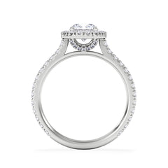 Reina GIA Diamond Halo Engagement Ring in 18K White Gold 1.40ct G/SI2