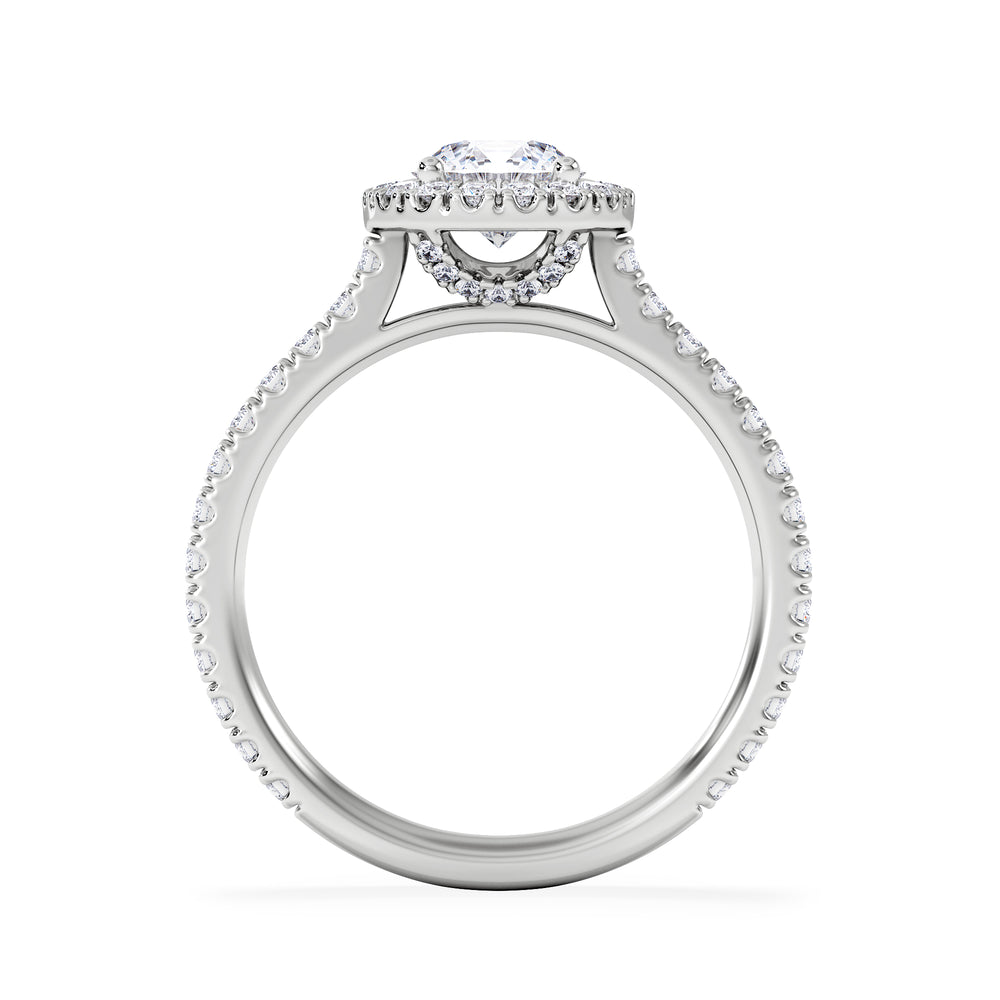 Reina GIA Diamond Halo Engagement Ring in Platinum 1.40ct G/SI2