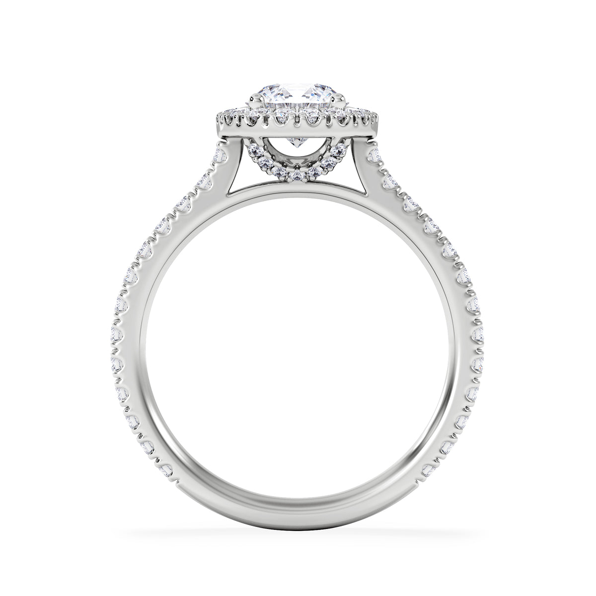 Reina GIA Diamond Halo Engagement Ring in Platinum 1.40ct G/SI2