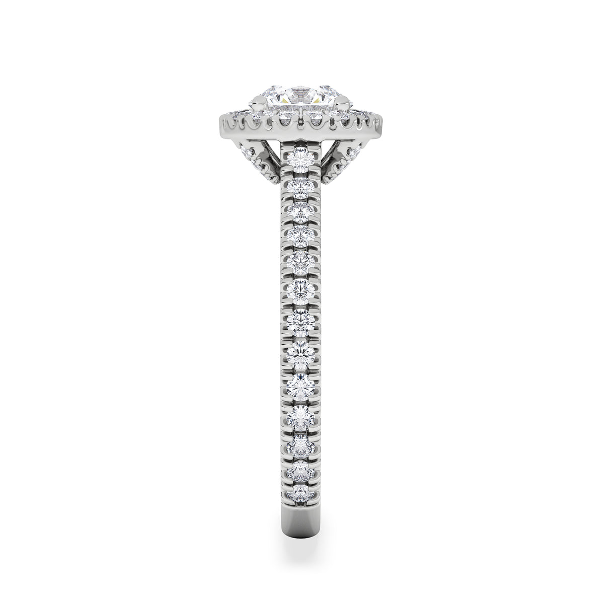 Reina GIA Diamond Halo Engagement Ring in 18K White Gold 1.40ct G/SI2