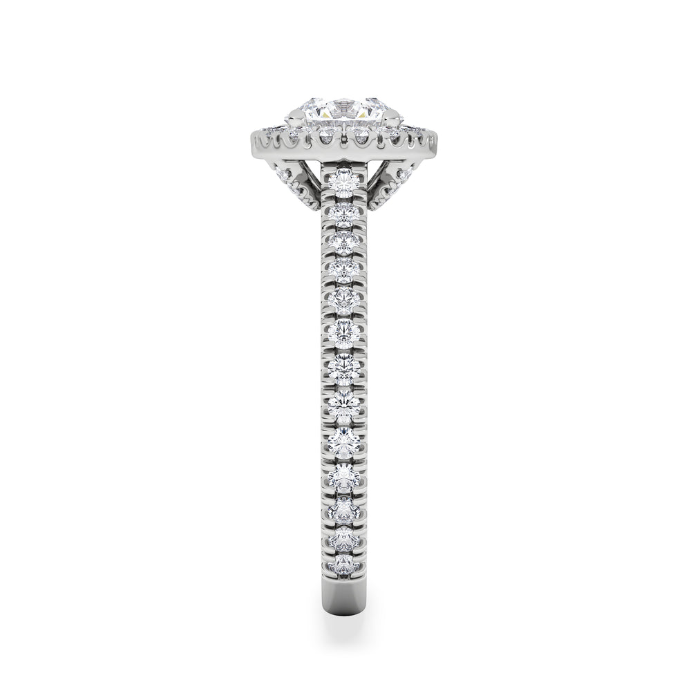 Reina GIA Diamond Halo Engagement Ring in Platinum 1.40ct G/SI2