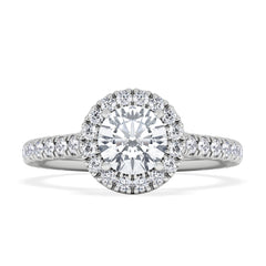 Reina GIA Diamond Halo Engagement Ring in 18K White Gold 1.40ct G/SI2