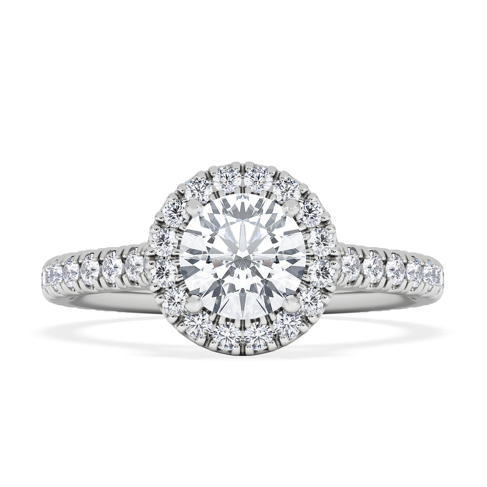 Reina GIA Diamond Halo Engagement Ring in Platinum 1.40ct G/SI2