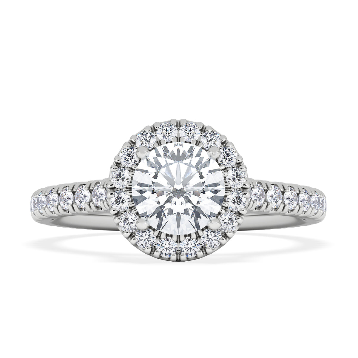 Reina GIA Diamond Halo Engagement Ring in Platinum 1.40ct G/SI2