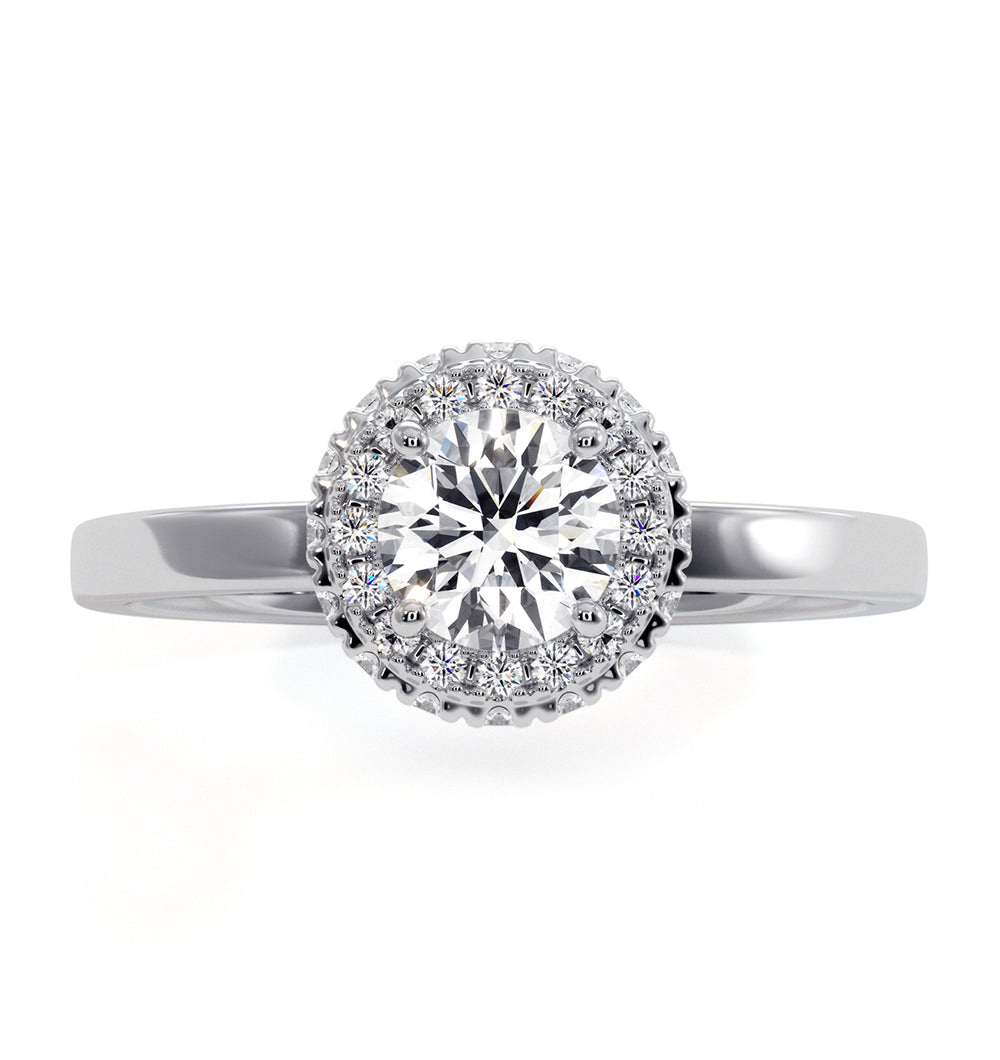 Eleanor Diamond Halo Engagement Ring in Platinum 0.65ct G/SI2