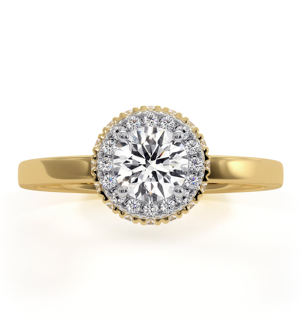 Eleanor Diamond Halo Engagement Ring in 18K Gold 0.65ct G/SI2