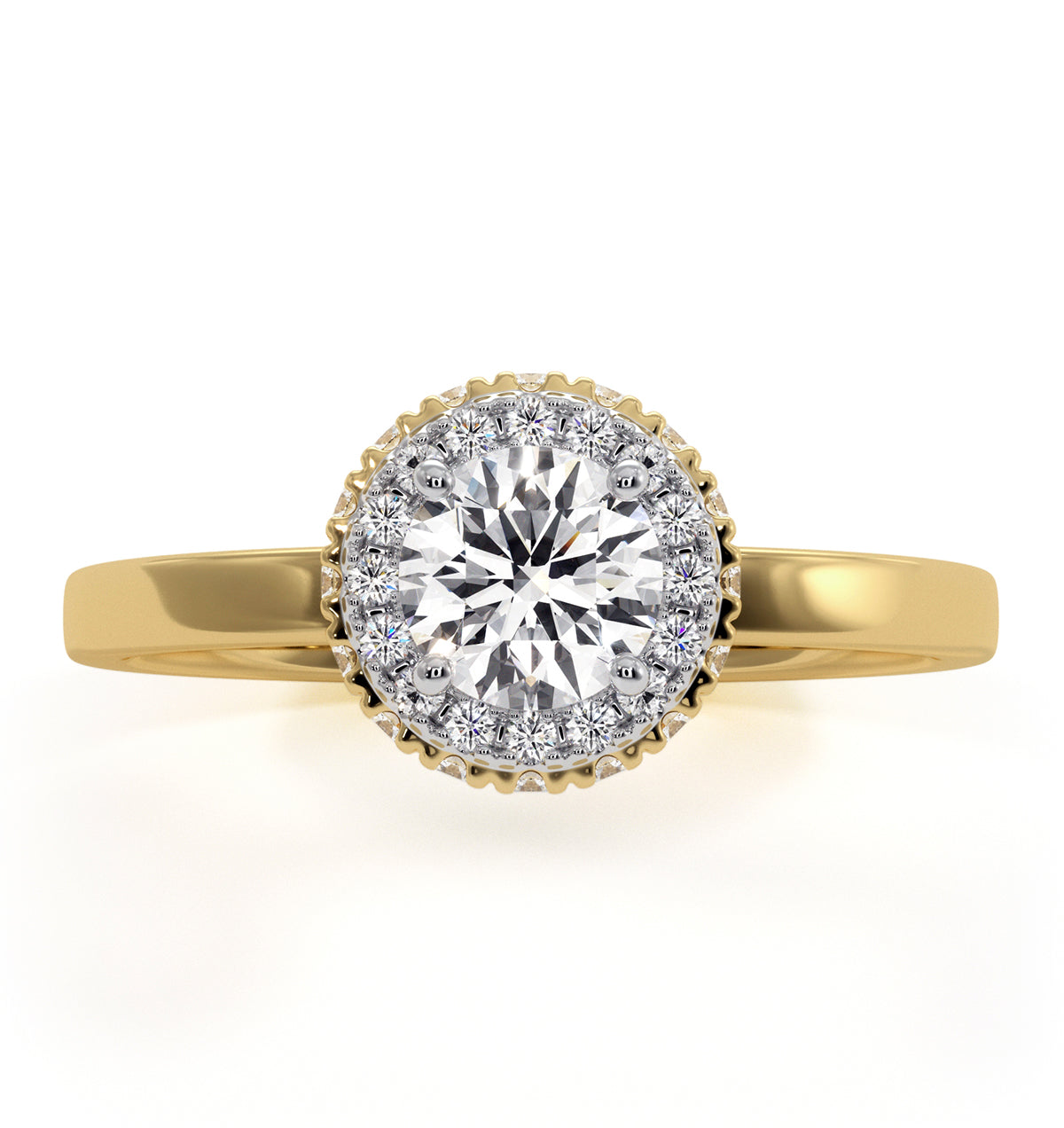 Eleanor Diamond Halo Engagement Ring in 18K Gold 0.65ct G/SI2
