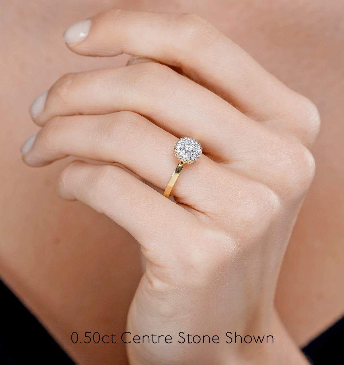 Eleanor Diamond Halo Engagement Ring in 18K Gold 0.65ct G/SI2