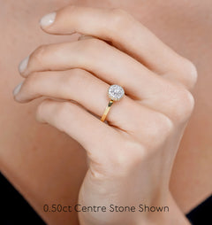 Eleanor Diamond Halo Engagement Ring in Platinum 0.65ct G/SI2