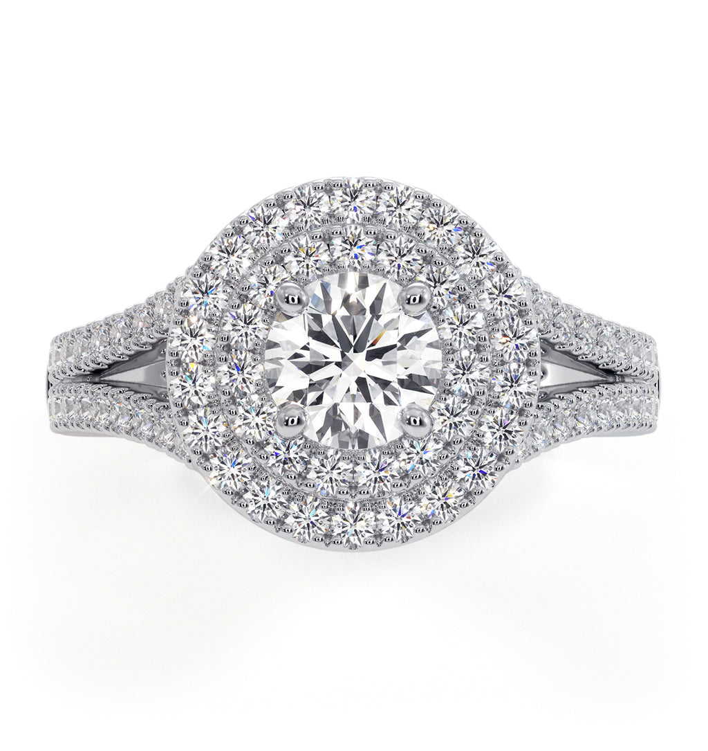 Camilla Diamond Halo Engagement Ring in Platinum 1.15ct G/VS1