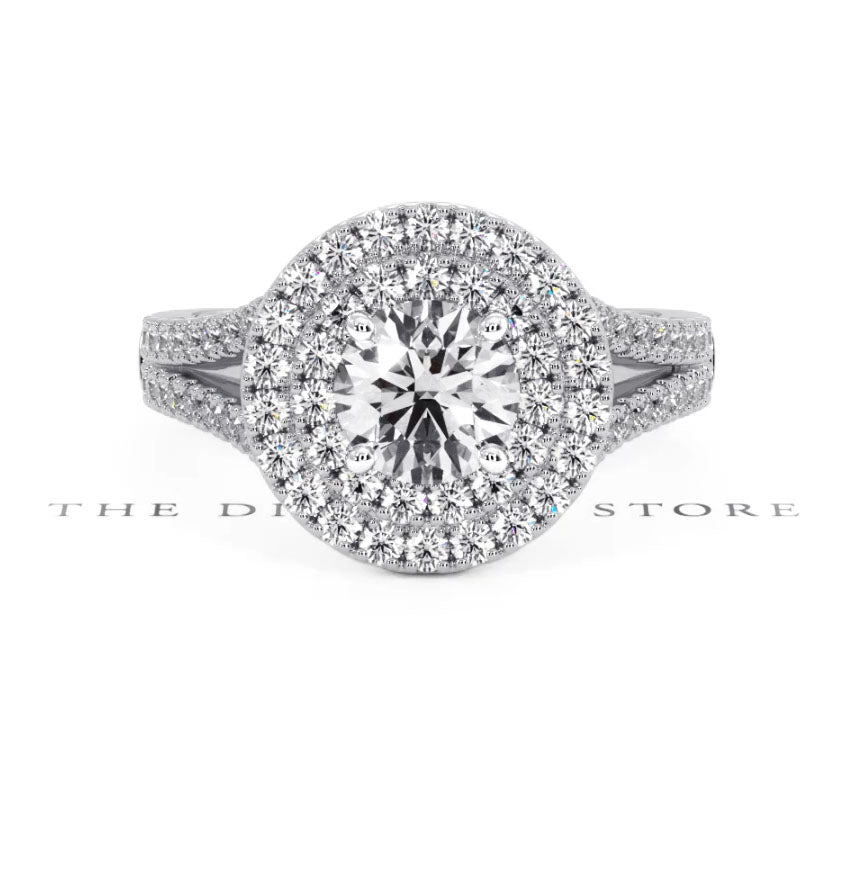 Camilla GIA Diamond Halo Engagement Ring 18K White Gold 1.65ct G/SI2