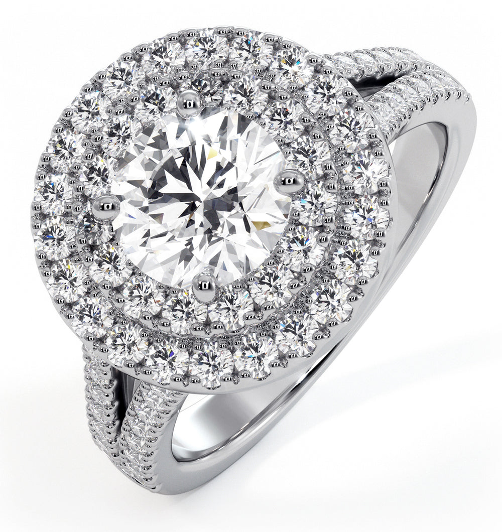 Camilla GIA Diamond Halo Engagement Ring 18K White Gold 2.15ct G/VS1
