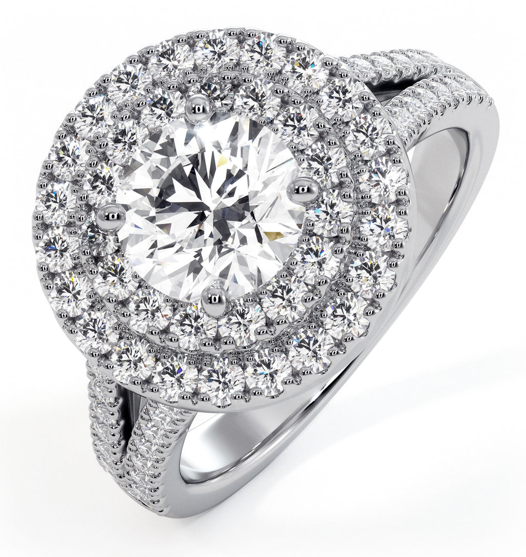 Camilla GIA Diamond Halo Engagement Ring 18K White Gold 2.15ct G/VS1