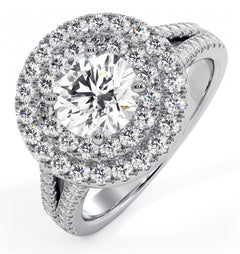 Camilla GIA Diamond Halo Engagement Ring 18K White Gold 2.15ct G/VS1