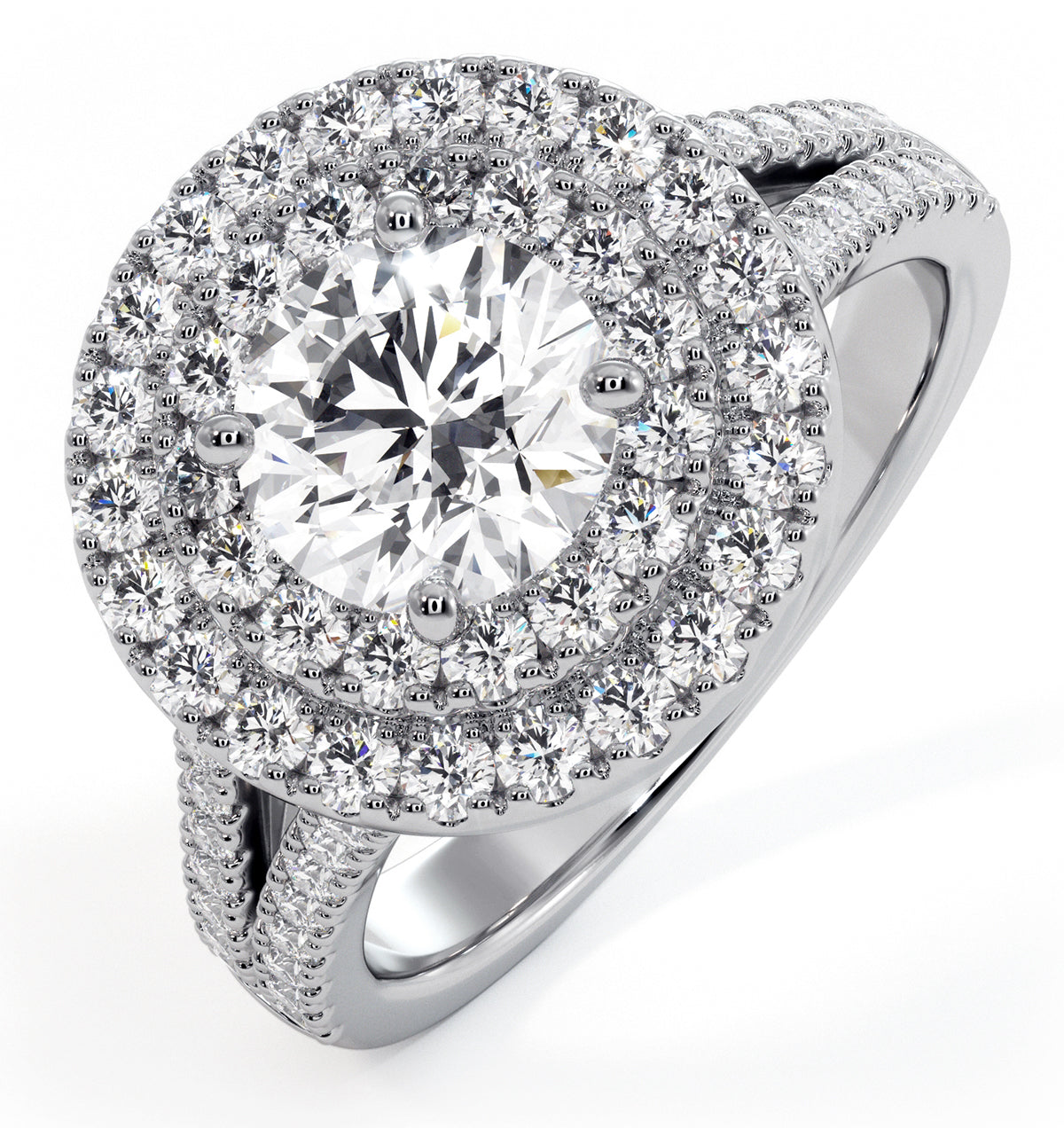 Camilla GIA Diamond Halo Engagement Ring 18K White Gold 2.15ct G/VS1